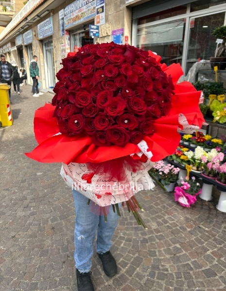 Bouquet da 100 rose grandi da 90cm
